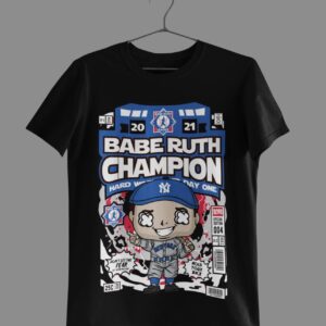 Pop Art Babe Ruth Cartoon Print Half Sleeve Unisex Cotton T-Shirt Regular Fit
