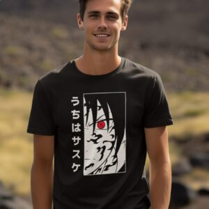 Sasuke Anime Naruto T-Shirt For Men Half Sleeve Crew Neck Cotton Regular Fit